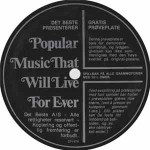 Various - Popular Music That Will Live For Ever Album