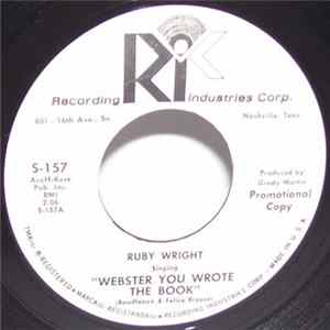 Ruby Wright - Webster You Wrote The Book / Up The Path (And In My Door) Album