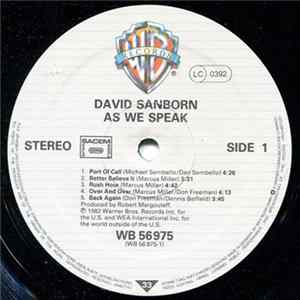 David Sanborn - As We Speak Album