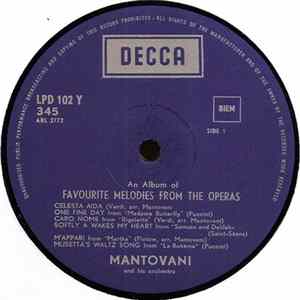 Mantovani And His Orchestra - Favourite Melodies From The Operas Album