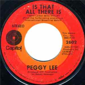 Peggy Lee - Is That All There Is / Me And My Shadow Album