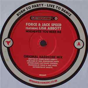 Force & Jack Speed Featuring Lisa Abbott - Whenever You Need Me Album