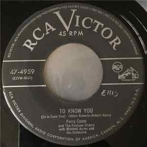 Perry Como - To Know You / My Lady Loves To Dance Album