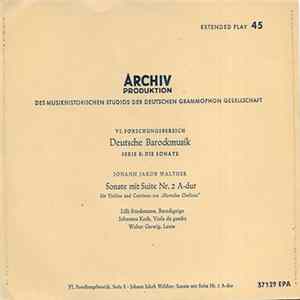 Johann Jakob Walther / Lilli Friedemann, Johannes Koch, Walter Gerwig - Sonate Mit Suite Nr. 2 A-dur Album